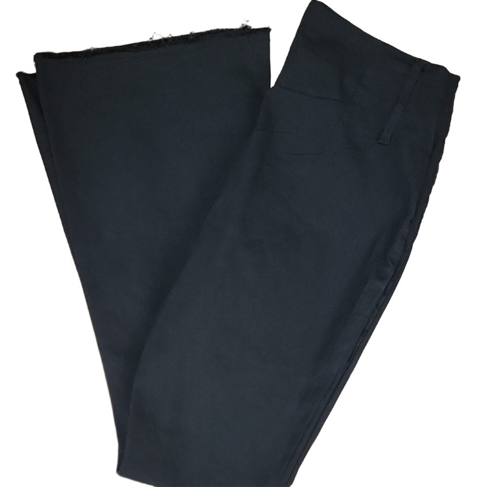 Gilipur Black Center Front Zipper Frayed Bell Wide Hem Pants Size Large EUC